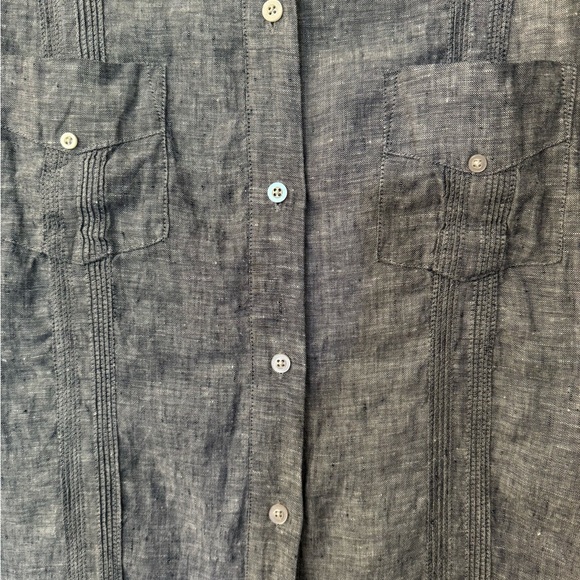 Cubavera Guayabera short sleeve 100% linen dress with slip - Picture 4 of 10